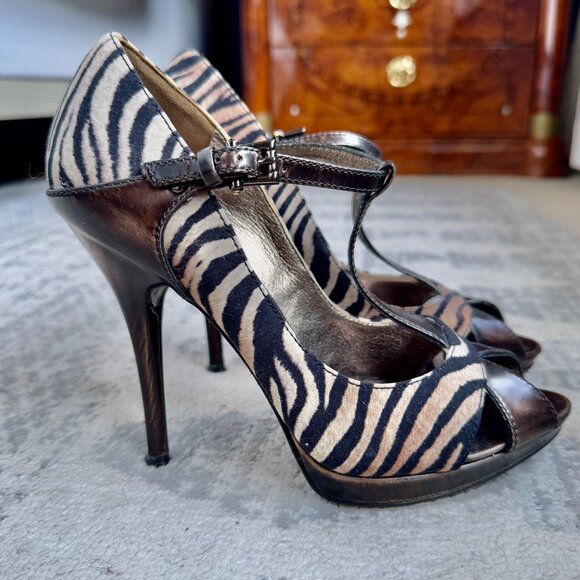 Marciano Zebra T-Strap Heels - Picture 6 of 9